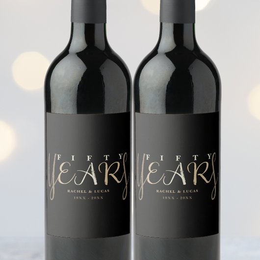 50. Gold Wedding Anniversary-Geschenk Weinetikett