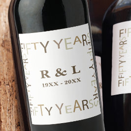 50. Gold Wedding Anniversary Gift (weiß) Weinetikett