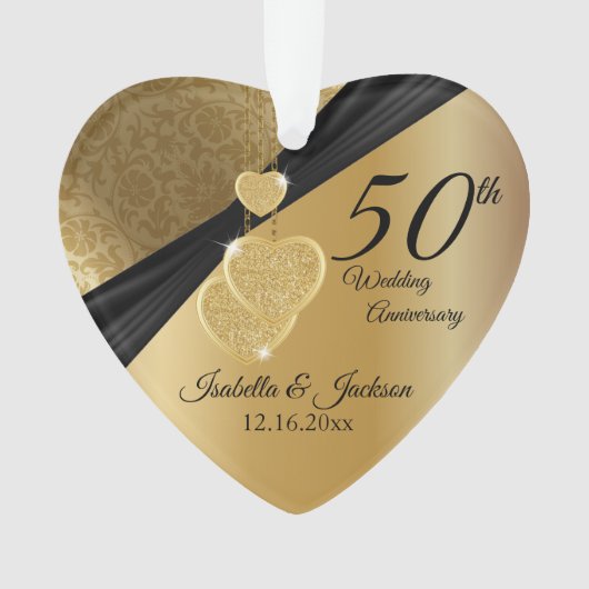 50. Gold Wedding Anniversary Sake Design Ornament (Vorderseite)