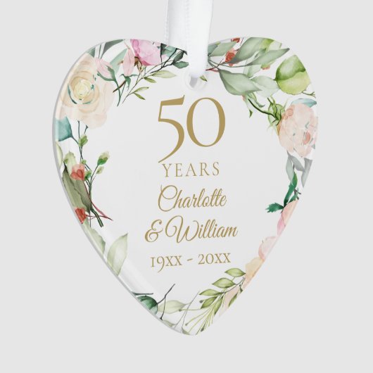 50. Gold Wedding Jubiläum Blumenkohl Ornament (Vorderseite)