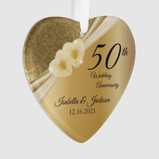 50. 💞 Gold Wedding Jubiläum Ornament (Vorderseite)
