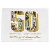 50. Gold Wedding Jubiläumsfoto Collage Große Geschenktüte (Rückseite)