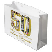 50. Gold Wedding Jubiläumsfoto Collage Große Geschenktüte (Rückseite Schrägansicht)