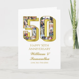 50. Gold Wedding Jubiläumsfoto Collage Karte
