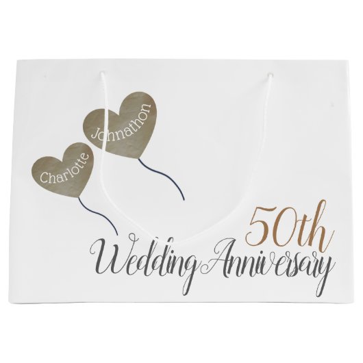 50. Goldblase zum Hochzeitstag Große Geschenktüte (Vorderseite)