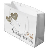 50. Goldblase zum Hochzeitstag Große Geschenktüte (Rückseite Schrägansicht)
