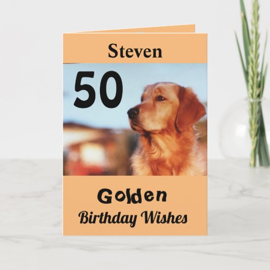 50. Golden Birthday wünscht Niedliche Retriever Karte (Vorderseite)
