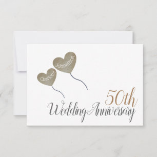 50. Golden Jubiläum Herzballon vielen Dank Dankeskarte