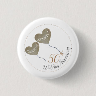 50. Golden Wedding Anniversary Ballon Button