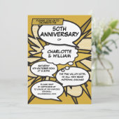 50. Golden Wedding Anniversary Comic Book Pop Einladung (Stehend Vorderseite)