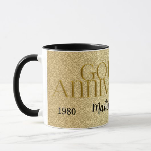 50. Golden Wedding Anniversary Damask Tasse (Links)