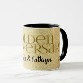 50. Golden Wedding Anniversary Damask Tasse (VorderseiteRechts)
