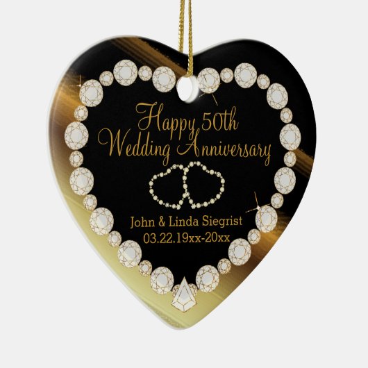 50. Golden Wedding Anniversary DIY Foto Keramik Ornament (Rechts)