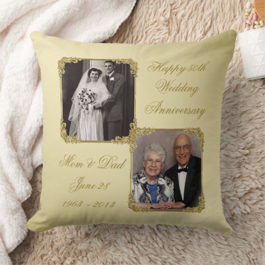 50. Golden Wedding Anniversary Foto Kissen (Decke)