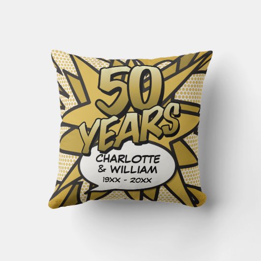 50. Golden Wedding Anniversary Fun Comic Book Kissen (Rückseite)