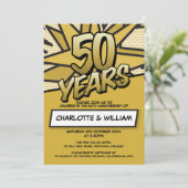50. Golden Wedding Anniversary Fun Retro Einladung (Stehend Vorderseite)