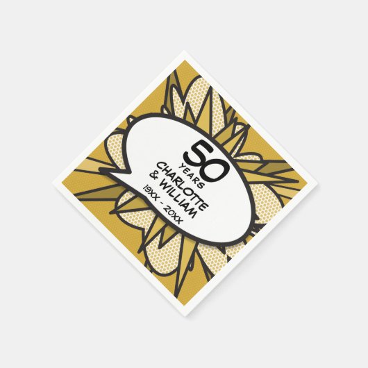 50. Golden Wedding Anniversary Fun Retro Serviette (Ecke)