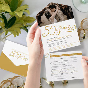 50. Golden Wedding Anniversary UAWG Foto All In One Einladung