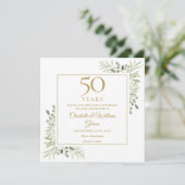 50. Golden Wedding Jubiläum Greenery Square Save The Date (Stehend Vorderseite)