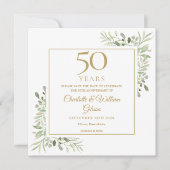 50. Golden Wedding Jubiläum Greenery Square Save The Date (Vorderseite)