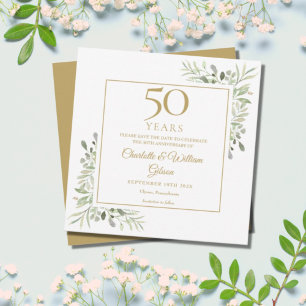 50. Golden Wedding Jubiläum Greenery Square Save The Date