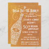 50 Golden Years Champagne Celebration Einladung (Vorne/Hinten)