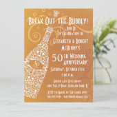 50 Golden Years Champagne Celebration Einladung (Stehend Vorderseite)