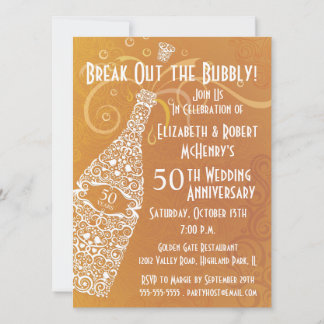 50 Golden Years Champagne Celebration Einladung