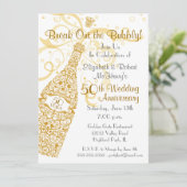 50 Golden Years Champagne Celebration Einladung (Stehend Vorderseite)