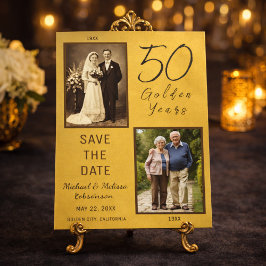50 Golden Years Save the Date Gold Magnetic Card Magneteinladung