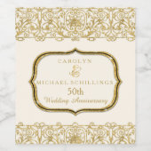 50. Goldene Fünfzigjährige Creme und Gold Weinetikett (Einzelnes Label)