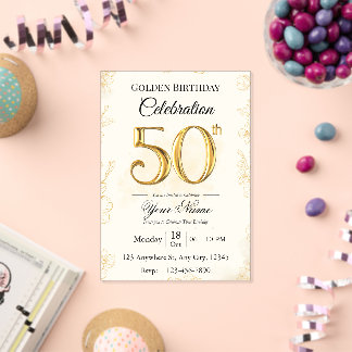 50. goldene Geburtstagseinladung Acryleinladungen