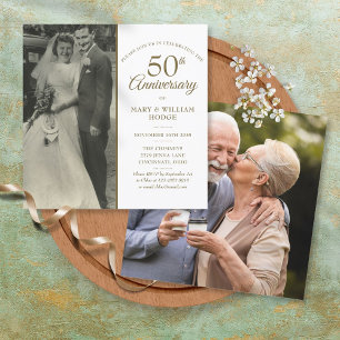 50. goldene Hochzeit 2 Foto Quadrat Einladung