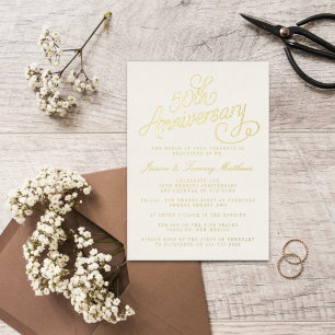 50. Goldene Hochzeit Echt Folieneinladung
