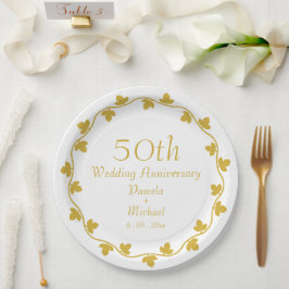 50. Goldene Hochzeit Jahrestag Ivy Wreath Pappteller