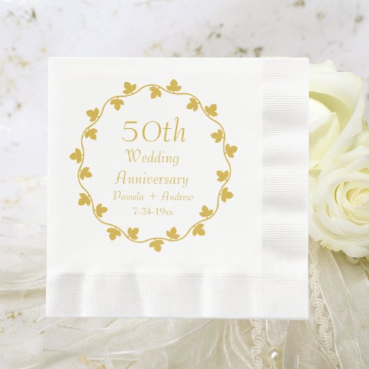 50. Goldene Hochzeit Jahrestag Ivy Wreath Serviette