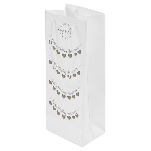 50. Goldene Hochzeit Jubiläum Geschenktüte Für Weinflaschen (Rückseite Schrägansicht)