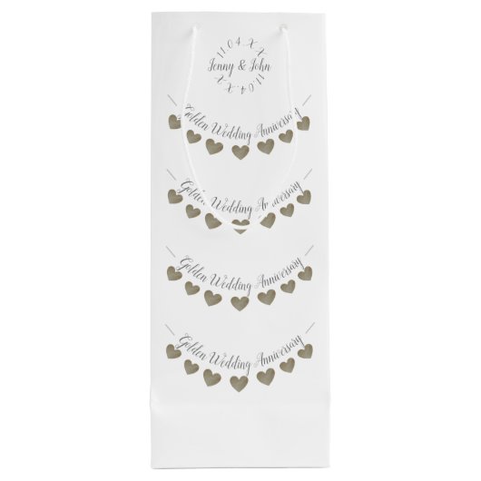 50. Goldene Hochzeit Jubiläum Geschenktüte Für Weinflaschen (Rückseite)
