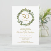 50. Goldene Hochzeit Jubiläum Grünfläche Einladung (Stehend Vorderseite)