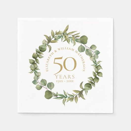 50. Goldene Hochzeit Jubiläum Grünfläche Serviette (Vorderseite)