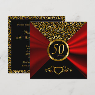 50. Goldene Hochzeit Leopardenmuster Einladung