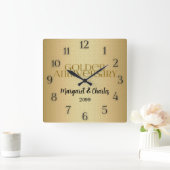 50. Goldene Hochzeit - Name Quadratische Wanduhr (Zuhause)