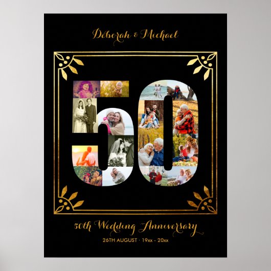 50. Goldene Hochzeit Personalisierte FotoCollage Poster (Vorne)