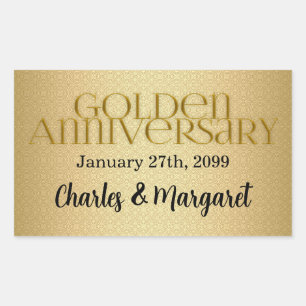 50. Goldene Hochzeit Rechteckiger Aufkleber