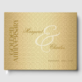 50. Goldene Hochzeits-Jahrestags-Damast-Foto Gästebuch