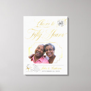 50. goldene Hochzeitsjubiläum Foto Goldene Rosen Leinwanddruck