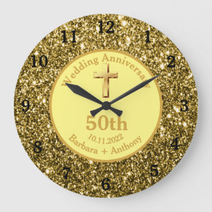 50. goldene Hochzeitsjubiläum Goldene Religiöse La Große Wanduhr