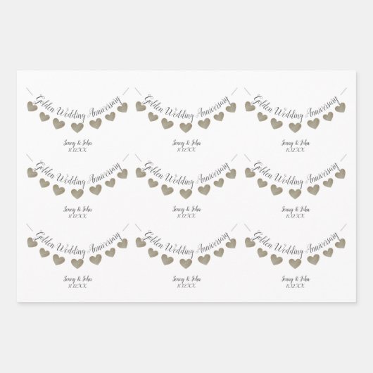 50. Goldene Hochzeitssandlung Geschenkpapier Set (Vorderseite 2)