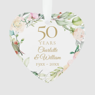 50. goldene Hochzeitstag Blumenfoto Ornament