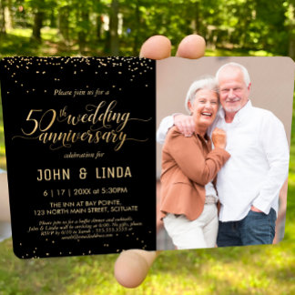 50. Goldene Hochzeitstag Foto Party Einladung